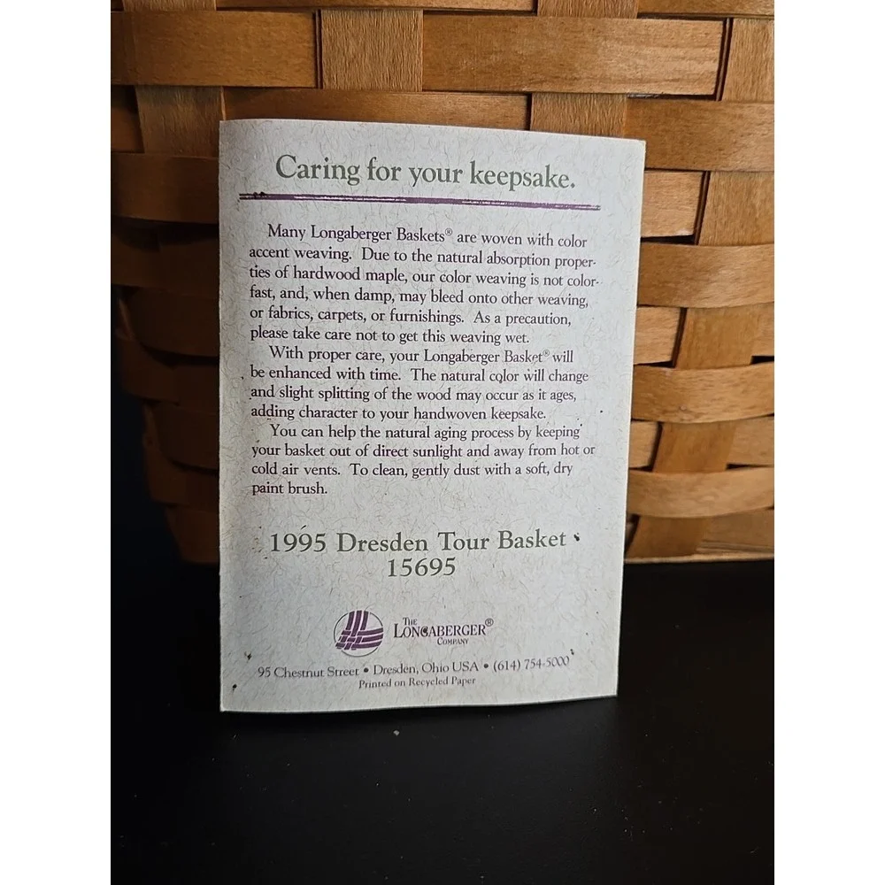 Vintage‎ 1995 Edition Longaberger Dresden Tour Basket 15695